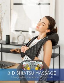 img 3 attached to Zyllion Shiatsu Back and Neck Massager: 3D Kneading Nodes, Soothing Heat, 3 Speed Levels - Black (ZMA-28-BK)