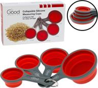 silicone collapsible measuring cups set - 4pc nesting dry measuring cup set (bpa free) - 1/4 cup, 1/2 cup, 1/3 cup, 1 cup logo