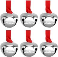 🔔 silver 1.5 inch believe bell ornament - set of 24 metal christmas sleigh bells with red ribbon for festive holiday home decoration logo