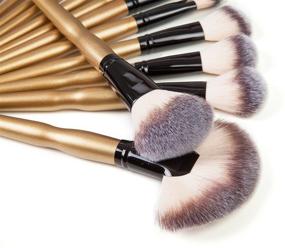 img 2 attached to 💄 Professional Kabuki Makeup Brush Set - 32 Pieces Cosmetic Foundation Brushes Kit with PU Leather Roll Pouch