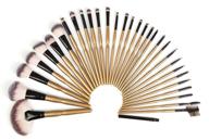 💄 professional kabuki makeup brush set - 32 pieces cosmetic foundation brushes kit with pu leather roll pouch logo