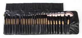 img 1 attached to 💄 Professional Kabuki Makeup Brush Set - 32 Pieces Cosmetic Foundation Brushes Kit with PU Leather Roll Pouch