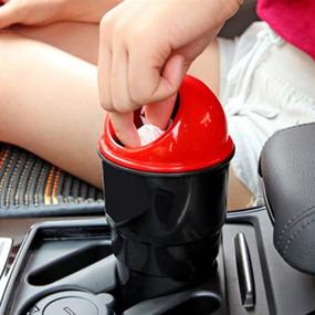 img 2 attached to 🚗 Compact Car Trash Bin: YIOVVOM Mini Automotive Cup Holder Garbage Can for Car Office Home (2Red, 1)