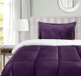 img 1 attached to Utopia Bedding All-Season Reversible Sherpa Comforter Set (Twin, Plum) - Alternative Fleece Comforter