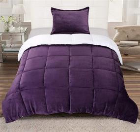 img 3 attached to Utopia Bedding All-Season Reversible Sherpa Comforter Set (Twin, Plum) - Alternative Fleece Comforter