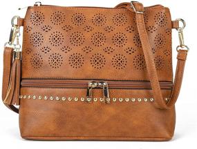 img 4 attached to Stylish Boho Leather Crossbody Bags for Women - Small Retro Purses and Handbags