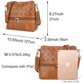 img 2 attached to Stylish Boho Leather Crossbody Bags for Women - Small Retro Purses and Handbags