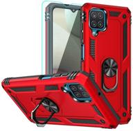 🔴 yzok galaxy a12 case with hd screen protector, military grade shockproof protective case – red logo