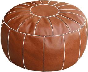 img 4 attached to 🪑 Thgonwid Unstuffed Handmade Moroccan Round Pouf Foot Stool Ottoman Seat: Stylish Faux Leather Bean Bag Floor Chair with Large Storage - Ideal for Living Rooms, Bedrooms, and Wedding Gifts (Brown)