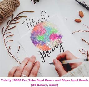 img 2 attached to 📿 EuTengHao 16800pcs Tube Glass Seed Beads and Small Seed Beads Kit with Bracelet String Bugle Spacer Beads for DIY Bracelets, Necklaces, Handicrafts, Decorations - Jewelry Making Supplies (2mm, 24 Vibrant Colors)