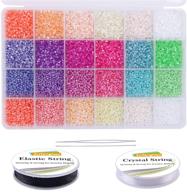 📿 eutenghao 16800pcs tube glass seed beads and small seed beads kit with bracelet string bugle spacer beads for diy bracelets, necklaces, handicrafts, decorations - jewelry making supplies (2mm, 24 vibrant colors) logo