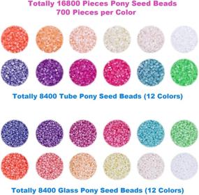 img 3 attached to 📿 EuTengHao 16800pcs Tube Glass Seed Beads and Small Seed Beads Kit with Bracelet String Bugle Spacer Beads for DIY Bracelets, Necklaces, Handicrafts, Decorations - Jewelry Making Supplies (2mm, 24 Vibrant Colors)