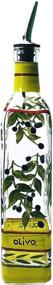 img 1 attached to 🖌️ Hand Painted Glass Oliva Branch Oil and Vinegar Cruet with Stainless Steel Spout - Premium Kitchen Dispenser for Easy Pouring