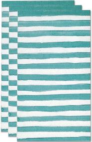 img 1 attached to 🎉 100 Aqua Teal Striped Guest Napkins - 3 Ply Disposable Paper Pack, Blue & White Striped Dinner Hand Napkin for Bathroom, Powder Room, Wedding, Holiday, Birthday Party, Bridal & Baby Shower, Decorative Towels