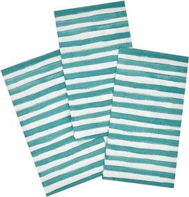 img 2 attached to 🎉 100 Aqua Teal Striped Guest Napkins - 3 Ply Disposable Paper Pack, Blue & White Striped Dinner Hand Napkin for Bathroom, Powder Room, Wedding, Holiday, Birthday Party, Bridal & Baby Shower, Decorative Towels