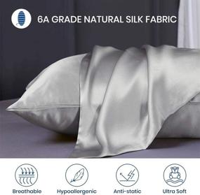 img 2 attached to 🌸 Luxurious LilySilk 2pc Silk Pillowcase Set: Real 19 Momme Mulberry Charmeuse Silvergray Standard, Both Sides