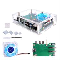 📦 acrylic raspberry pi set-top box kit with 4010 fan 5v (blue led light) + raspberry pi 4 case + heatsinks + extension board for raspberry pi 4 model b by geeekpi logo