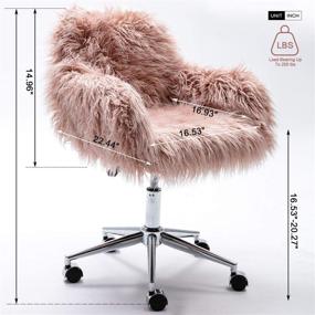 img 1 attached to 🪑 DKLGG Pink Faux Fur Desk Chair: Fluffy Upholstered Padded Seat, Height Adjustable Swivel Arm, Modern Decorative Furniture for Living Room, Makeup, Home Office, and Teen Girls Bedroom - Vanity Accent