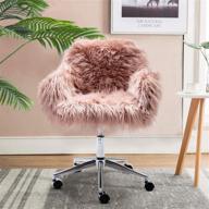 🪑 dklgg pink faux fur desk chair: fluffy upholstered padded seat, height adjustable swivel arm, modern decorative furniture for living room, makeup, home office, and teen girls bedroom - vanity accent логотип