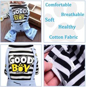 img 2 attached to 🐶 Brocarp Striped Dog Onesie: Cute Puppy Shirt for Small Medium Large Dogs - Soft Comfort Pajamas Bodysuit Jumpsuit