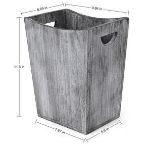 img 3 attached to 🏡 Rustic Gray-Green Farmhouse Wooden Trash Can with Handle - Small Square Wastebasket Bin Holder for Home, Kitchen, Office, Living Room, Dorm