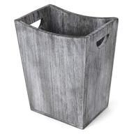 🏡 rustic gray-green farmhouse wooden trash can with handle - small square wastebasket bin holder for home, kitchen, office, living room, dorm logo