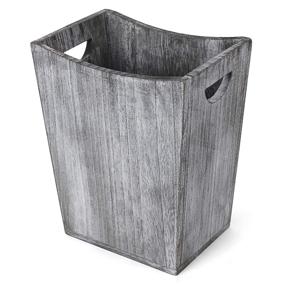 img 4 attached to 🏡 Rustic Gray-Green Farmhouse Wooden Trash Can with Handle - Small Square Wastebasket Bin Holder for Home, Kitchen, Office, Living Room, Dorm