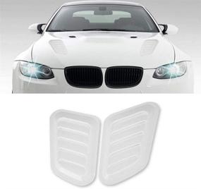 img 4 attached to LEIWOOR 2PCS ABS Car Universal Decorative Intake Scoop Turbo Bonnet Vent Cover Hood Auto (White)