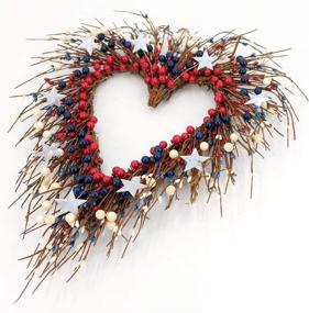 img 2 attached to Charming Heart-Shaped Americana Door Wreath: 4th of July Decoration with Red, Blue Berry and White Star