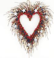 charming heart-shaped americana door wreath: 4th of july decoration with red, blue berry and white star логотип