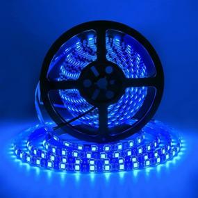 img 3 attached to SUPERNIGHT Blue LED Strip Lights Waterproof - 16.4ft 300leds - SMD 5050 Flexible Rope Lighting Tape - Ideal for TV Backlighting, Room Decor, Mother's Day, Christmas - Black PCB