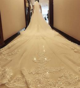 img 3 attached to 💐 Faiokaver Cathedral Long Wedding Veils - Floral Sequins Lace, 5 Meters, 1 Tier with Comb