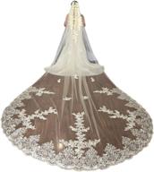 💐 faiokaver cathedral long wedding veils - floral sequins lace, 5 meters, 1 tier with comb logo