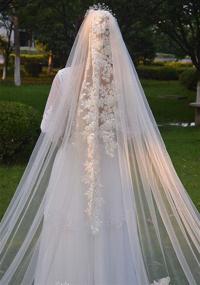 img 1 attached to 💐 Faiokaver Cathedral Long Wedding Veils - Floral Sequins Lace, 5 Meters, 1 Tier with Comb