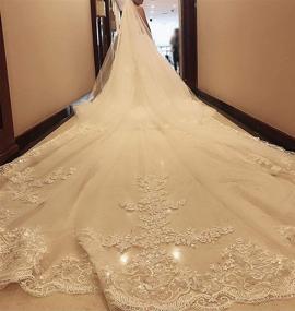 img 2 attached to 💐 Faiokaver Cathedral Long Wedding Veils - Floral Sequins Lace, 5 Meters, 1 Tier with Comb