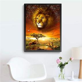 img 2 attached to Enhance Your Home Décor with MXJSUA 5D Diamond 🦁 Painting: Full Round Drill Kits for Lion Wall Art - 12x16inch