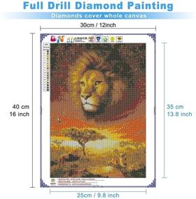 img 3 attached to Enhance Your Home Décor with MXJSUA 5D Diamond 🦁 Painting: Full Round Drill Kits for Lion Wall Art - 12x16inch