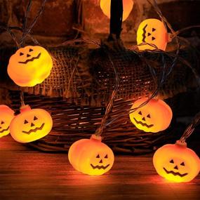 img 1 attached to 🎃 Spooky Halloween String Lights: 30 LED 15FT Pumpkin Lights for Outdoor & Indoor Party Decor