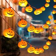 🎃 spooky halloween string lights: 30 led 15ft pumpkin lights for outdoor & indoor party decor логотип