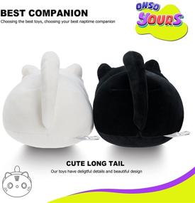 img 1 attached to 🐱 Adorable Plush Toys Set - 2Pcs Stuffed Black Cat and White Cat - Creative Decoration Cuddly Plush Pillows 8.5" for Kids Girls Boys (Black/White)