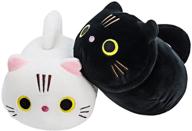🐱 adorable plush toys set - 2pcs stuffed black cat and white cat - creative decoration cuddly plush pillows 8.5" for kids girls boys (black/white) logo