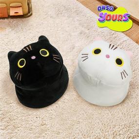 img 2 attached to 🐱 Adorable Plush Toys Set - 2Pcs Stuffed Black Cat and White Cat - Creative Decoration Cuddly Plush Pillows 8.5" for Kids Girls Boys (Black/White)