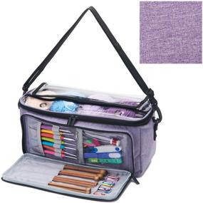 img 4 attached to 🧶 VOSDANS Yarn Storage Bag Organizer with 3 Holes: Knitting Tote for Yarn and Unfinished Projects, Purple (Bag Only)