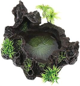 img 1 attached to Resin Rock and Tree Reptile Platform Food Bowl by Xiaoyztan