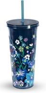 vera bradley moonlight garden blue floral acrylic insulated travel tumbler - 24 oz, with reusable straw логотип