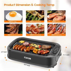 img 3 attached to 🔥 CUKOR Indoor Smokeless Grill: 1500W Power Electric Grill with Tempered Glass Lid – Compact & Portable Non-stick BBQ Grill with Turbo Smoke Extractor Technology and LED Smart Control Panel