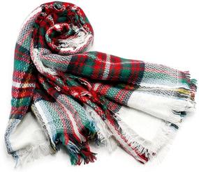 img 3 attached to 🧣 Women's Checked Scarves: Pashmina Blanket Scarfs and Stylish Accessories