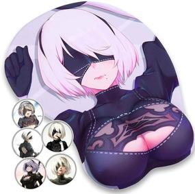 img 4 attached to 🖱️Аппараты для продажи мышеловок для игр в стиле аниме: 3D мышеловка с подушкой из силиконового геля для запястья - издание 2B