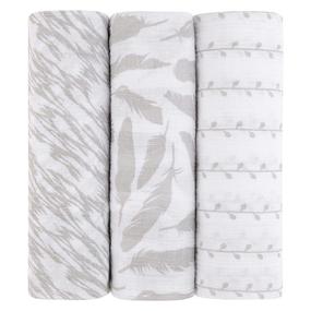 img 4 attached to 👶 Soft Muslin Cotton Swaddle Blanket Combo - 3 pack, 47"x 47", Classic Grey - Unisex for Baby Girl or Boy