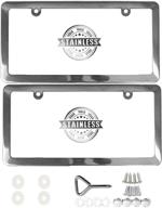 🔱 premium slim style stainless steel license plate frame set with polished mirror finish - front + rear (2 holes) logo